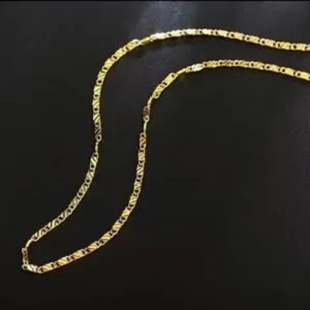 18K Gold Plated Necklace 2 mm Spanish Men's Chain 22 in Christmas Birthday Gift